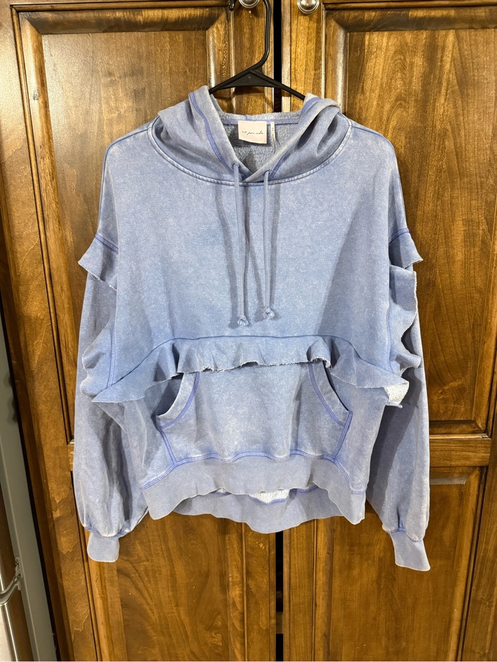 Urban Outfitters Light Blue Ruffle Hoodie Sweater